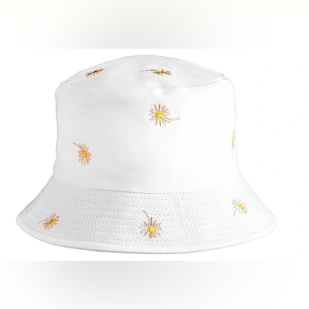 Reversible Cotton Daisy/White Bucket Hat NWT